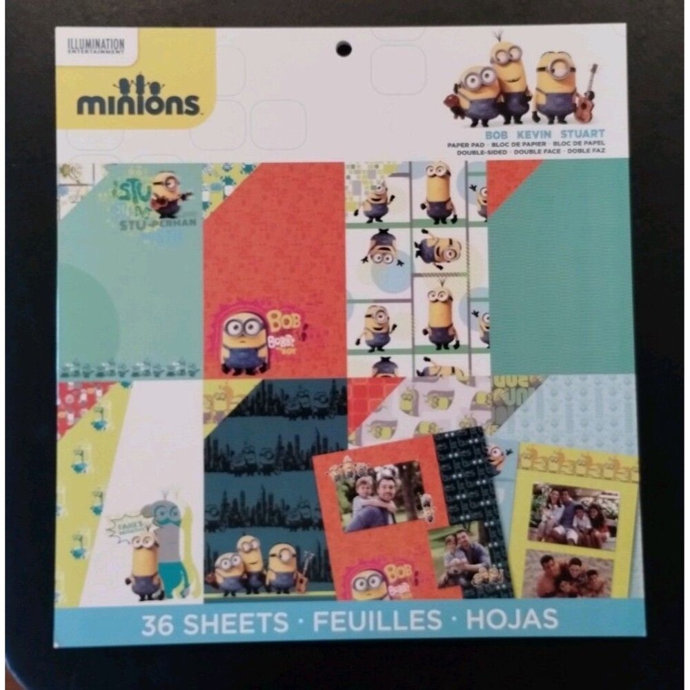 EK Success Minions Paper Pad, 12" x 12", 36 Double-Sided Pages, 180 gsm - NEW